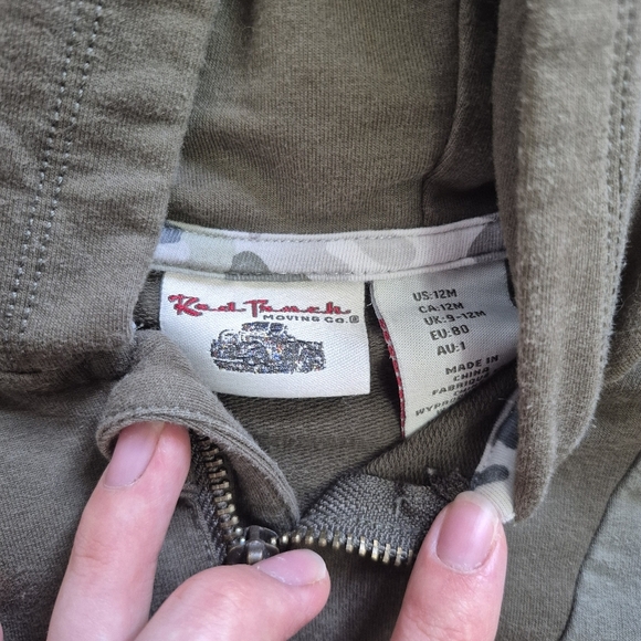 Red Truck Baby Boys Green Half-Zip Hoodie Sweatshirt – Size 12M - Picture 2 of 3